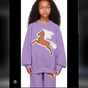 Mini Rodini Purple Horse Design Kids Sweatshirt and Joggers Set Organic Cotton